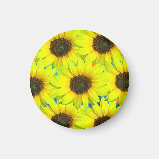 Aimant à petites fleurs jaunes de tournesol (Devant)