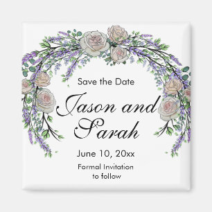 Aimant à roses blanches de lavande eucalyptus