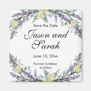 Aimant à roses jaune lavande eucalyptus