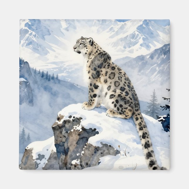 Aimant A Snow Leopard on Snowy Peak (Devant)