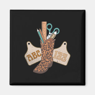 Aimant Abc 123 Prof de vie western Cowboy Cowgirl Enseign