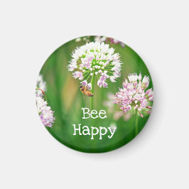 Aimant Abeille avec violet Allium Garden Flower Motivatio