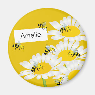 Aimant Abeille sur l'aimant rond de fleur - arrière -