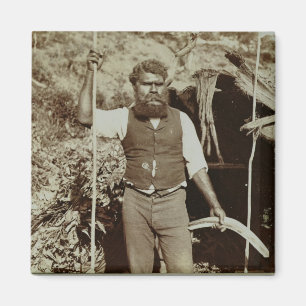 Aimant Aborigène avec un boomerang, c.1860s (photo de