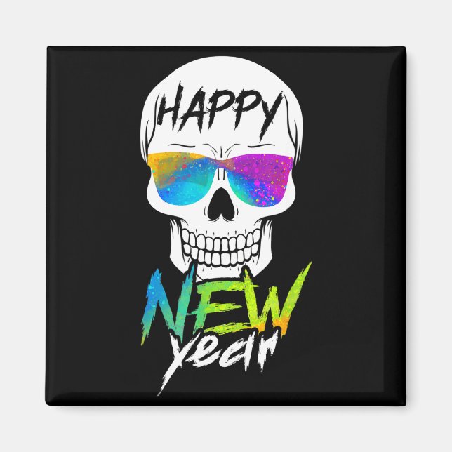Aimant Abstract Happy New Skull Year  (Devant)