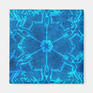 Aimant Abstrait à fleur de neige bleu chic