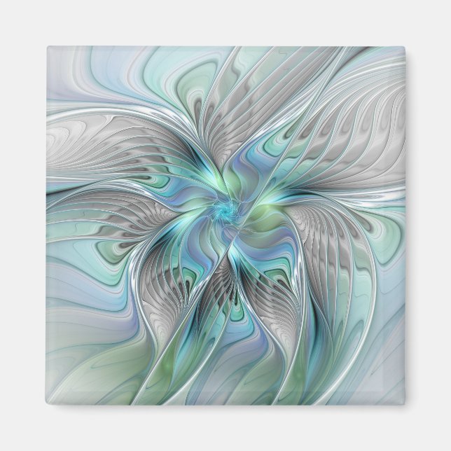Aimant Abstrait Bleu Vert Papillon Imaginaire Fractal Art (Devant)