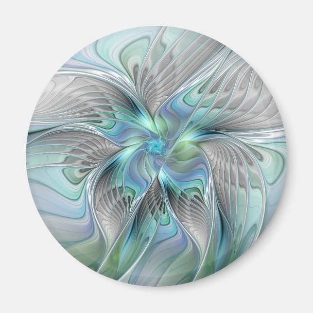 Aimant Abstrait Bleu Vert Papillon Imaginaire Fractal Art (Devant)