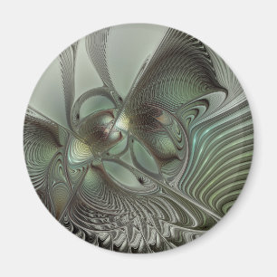Aimant Abstrait Olive Sage Green Grey Fractal Art Imagina
