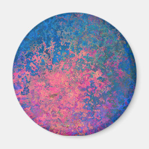 Aimant Abstrait, rose, violet et bleu, encre d'alcool