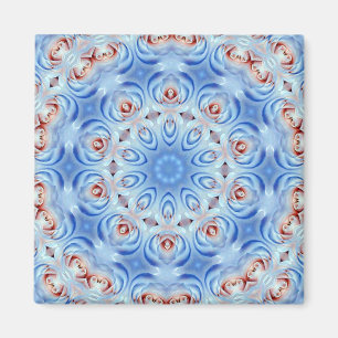 aimant abstrait rouge de roses blancs et bleus
