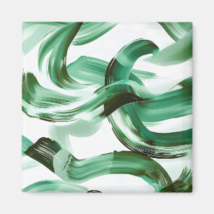 Aimant Abstrait Traits de Pinceau Vert Minimal Moderne