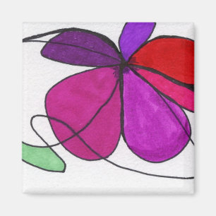 Aimant Abstraite floraison fleurie dans rouge violet vert