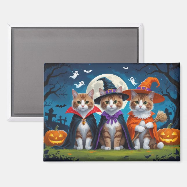 Aimant Abyssinian Chats Citrouille Halloween Funny (Recto/Verso)