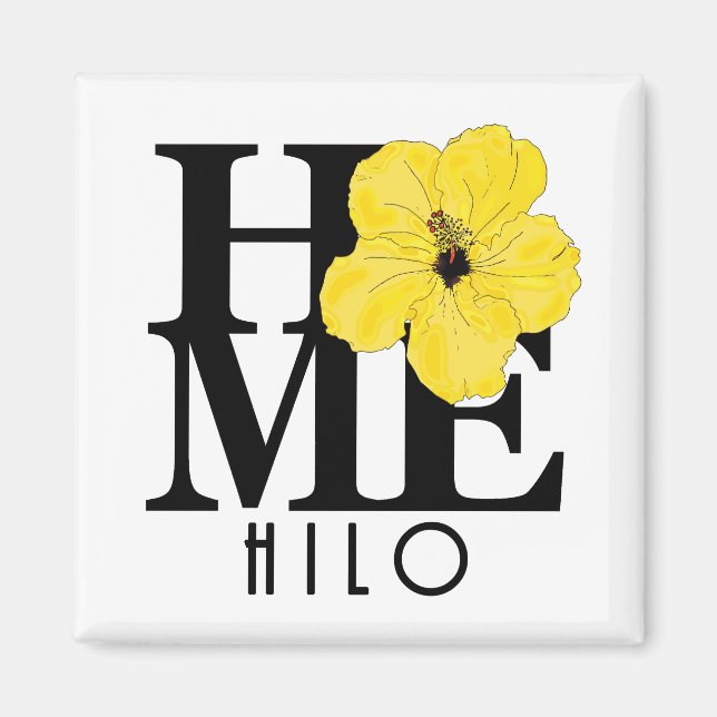 Aimant ACCUEIL Hilo Hawaii Hibiscus jaune (Devant)