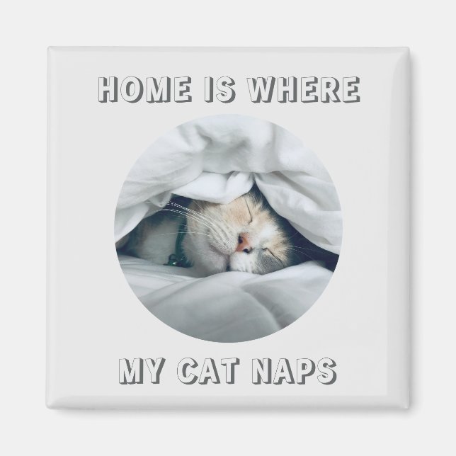 Aimant Accueil où mon chat naps photo personnalisée (Devant)