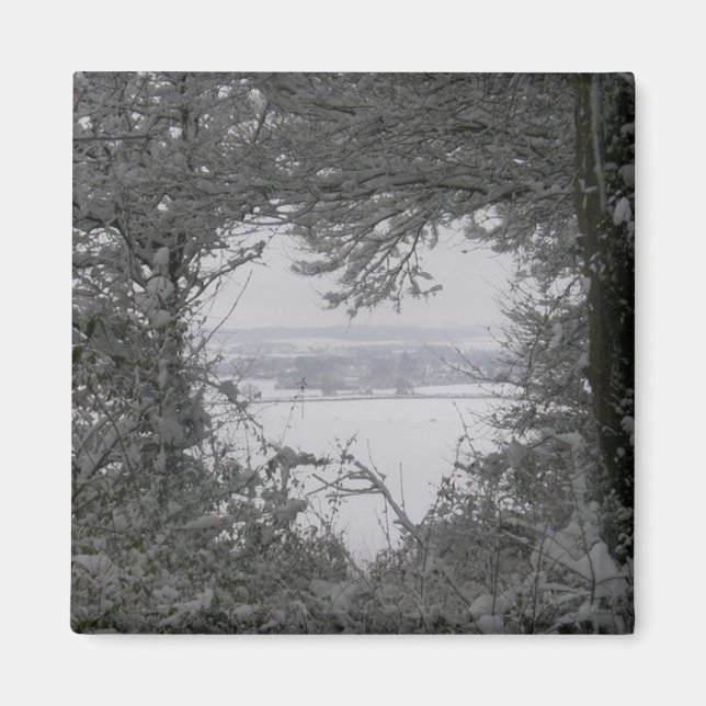 Aimant Accueil pour les vacances d'amour de neige coeur p (Devant)