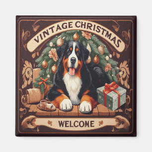 Aimant Accueil Vintage Noël Bernese Mountain Dog