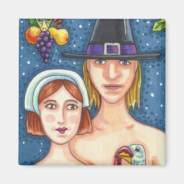 AIMANT ADAM & EVE PILGRIMS, BIBLICAL WHIMSY MERCI (Devant)