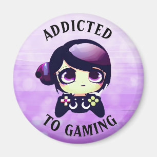 Aimant Addicité au jeu   Cute Kawaii Girl Gamer