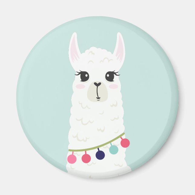 Aimant Adorable Alpaca blanc (Devant)