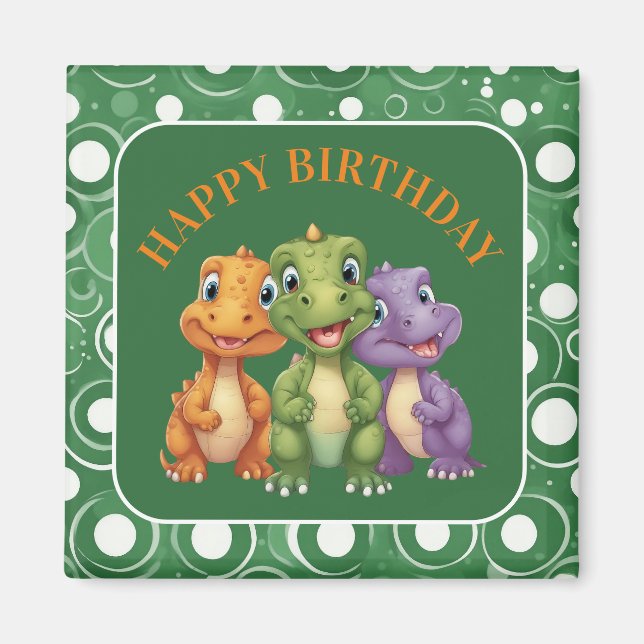 Aimant Adorable Baby Dinosaur's Party (Devant)