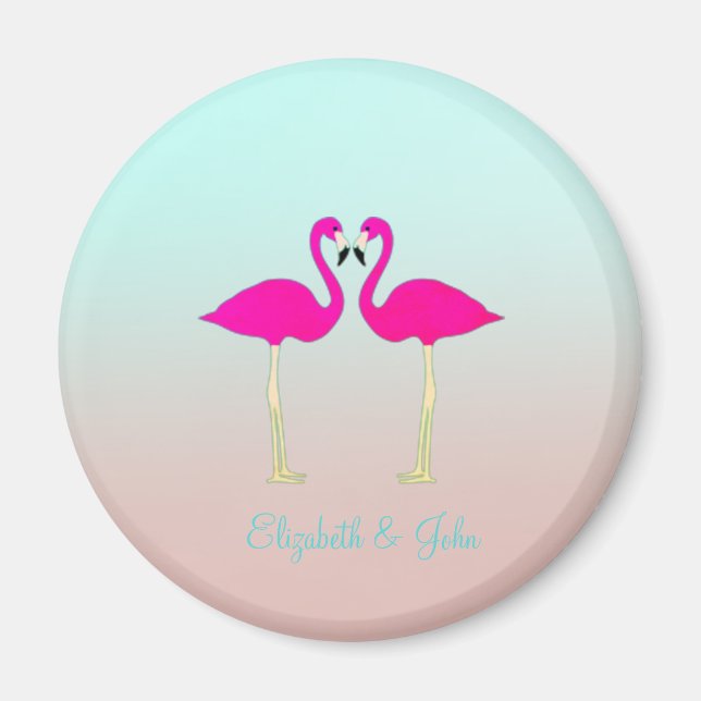 Aimant Adorable Flamants roses Roses Dans L'Amour Personn (Devant)