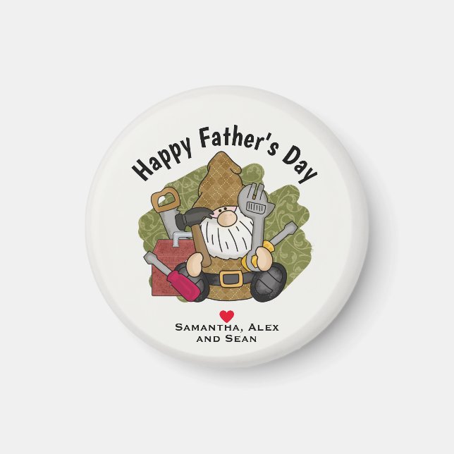 Aimant Adorable Handyman & Carpenter Garden Gnome (Devant)