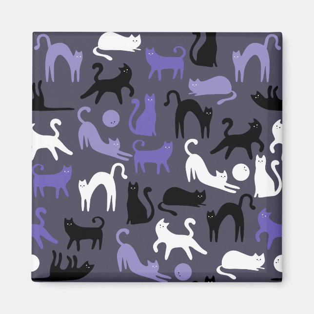 Aimant Adorable Yoga mignon Pots de chat (Devant)