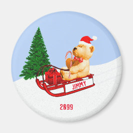 Aimant AdorableOurs en peluche sur traîneau w présent