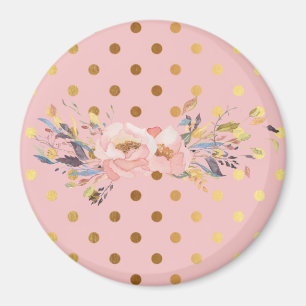 Aimant Adorables Faux Gold Fleurs à pois
