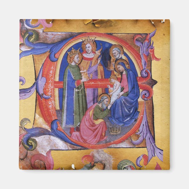 AIMANT ADORATION DE PARCHEMIN DE NOËL DE NATIVITÉ DE MAGI (Devant)