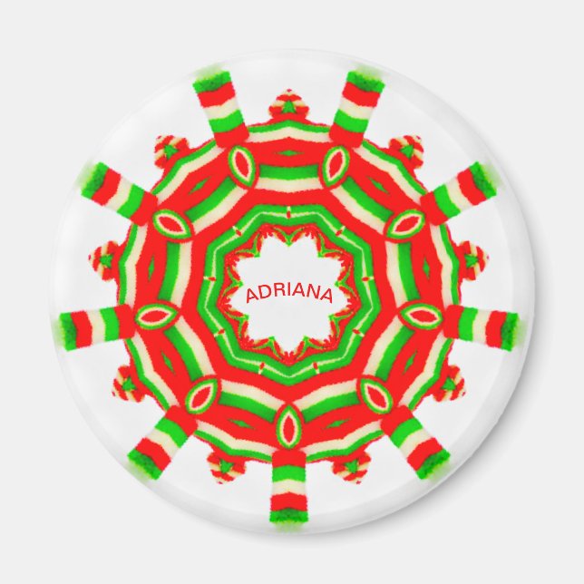 Aimant ADRIANA ~ Personalised Christmas Wheel Fractal ~  (Devant)