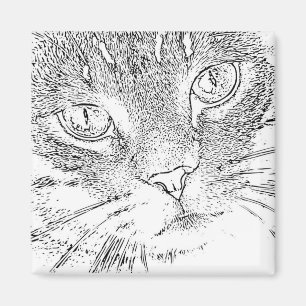 Aimant Adulte à colorier : Visage de chat