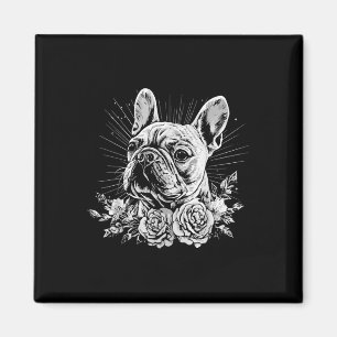 Aimant Adulte français de style tatouage Chien rétro _1