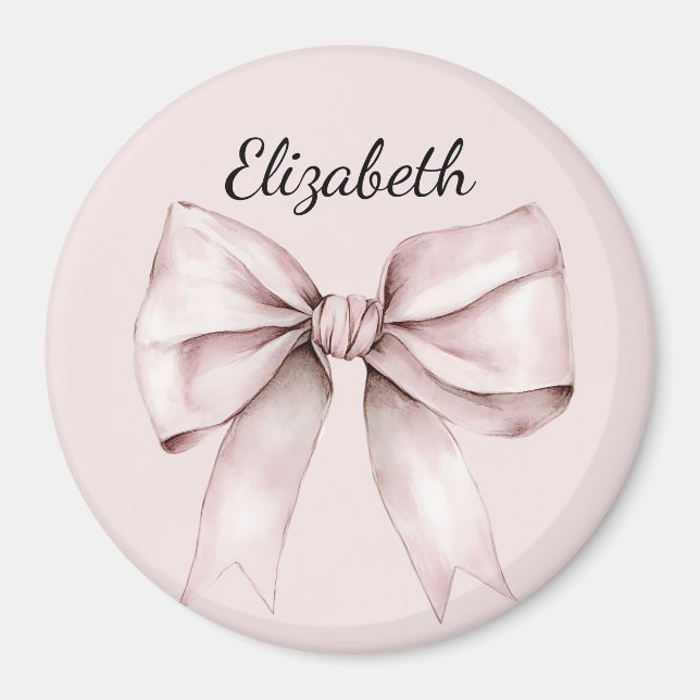 Aimant Aesthetic coquette pink bow Personalized Name (Devant)