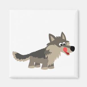 Aimant affamé de loup de bande dessinée mignonne