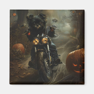 Aimant Affenpinscher à moto Halloween effrayant