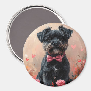 Aimant Affenpinscher avec des roses - Saint-Valentin