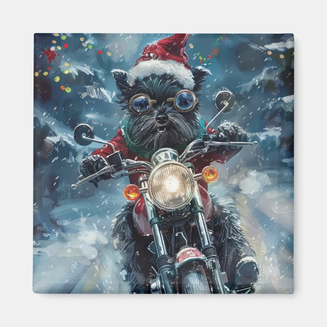 Aimant Affenpinscher Chien équitation Moto Noël (Devant)