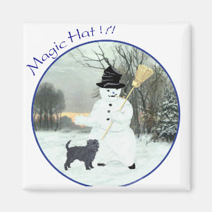 Aimant Affenpinscher et Bonhomme de Neige
