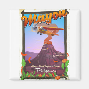 Aimant Affiche d'aventure du volcan Mayon Philippines