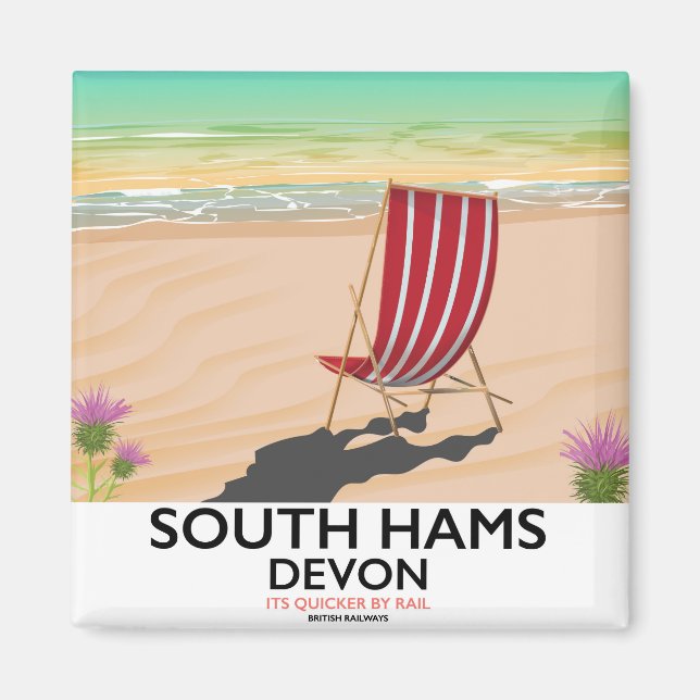 Aimant Affiche de la plage de South Hams Devon (Devant)