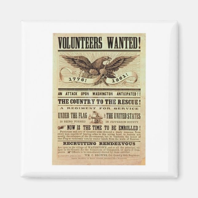 Aimant Affiche de recrutement de la guerre civile (Devant)