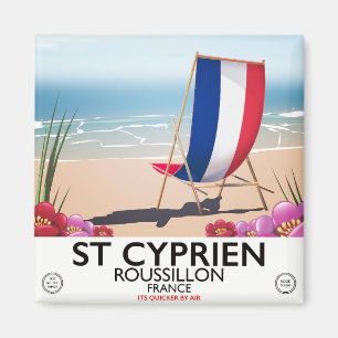 Aimant Affiche de voyage à St Cyprien, Roussillon France