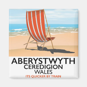 Aimant Affiche de voyage au bord de mer Aberystwyth Pays