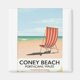 Aimant Affiche de voyage Coney Beach Porthcawl Pays de Ga