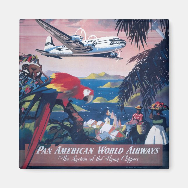 Aimant Affiche De Voyage D'Avion De Mer Survolant Les Car (Devant)