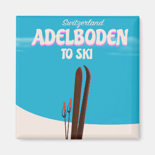 Aimant Affiche de voyage de ski à Adelboden Suisse