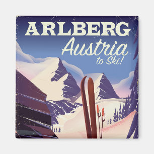 Aimant Affiche de voyage de ski Arlberg Autriche